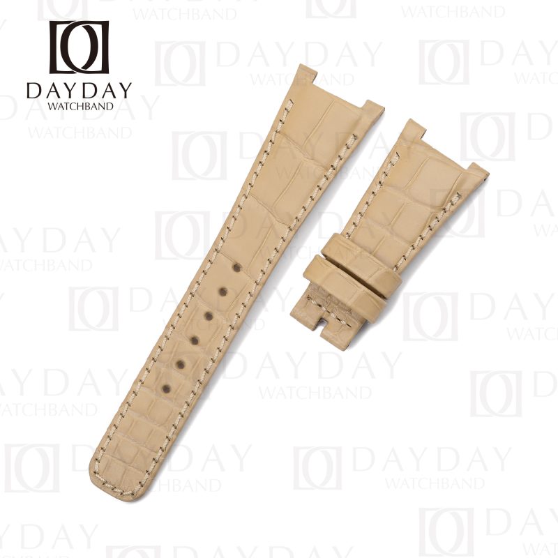 Custom replacement Cream alligator leather watch band for Patek Philippe Nautilus 5711 5712 strap price