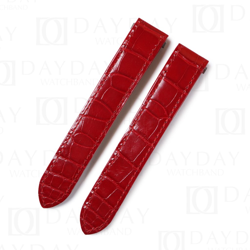 Custom replacement red alligator leather watch bands for Cartier Roadster 2510 2618 strap