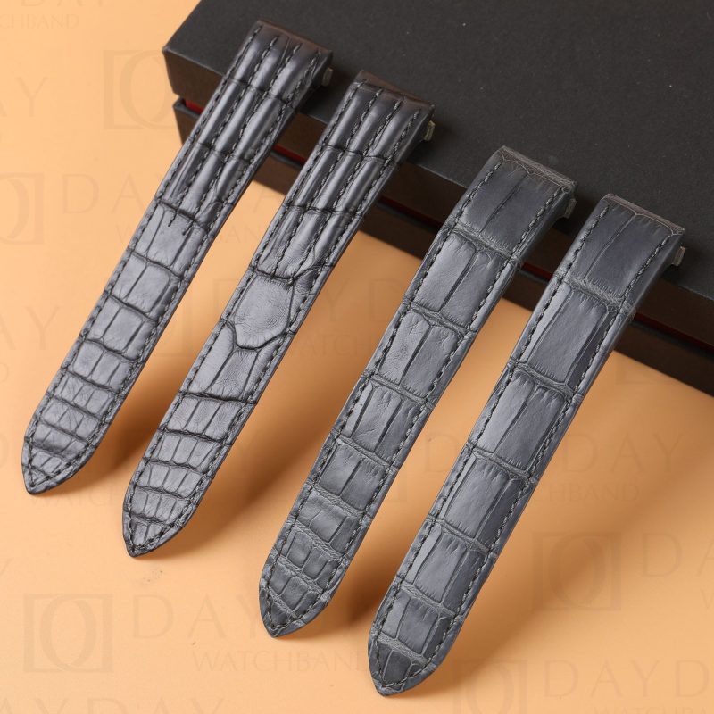 Custom replacement gray alligator leather watch bands for Cartier Roadster 2510 2618 strap