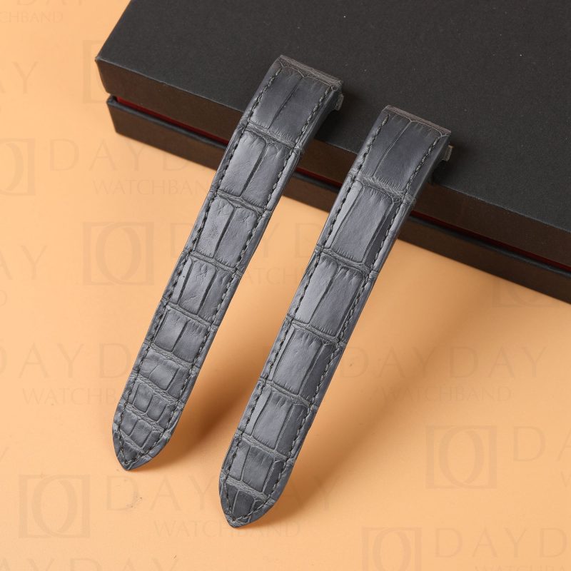 Custom replacement gray alligator leather watch bands for Cartier Roadster 2510 2618 strap