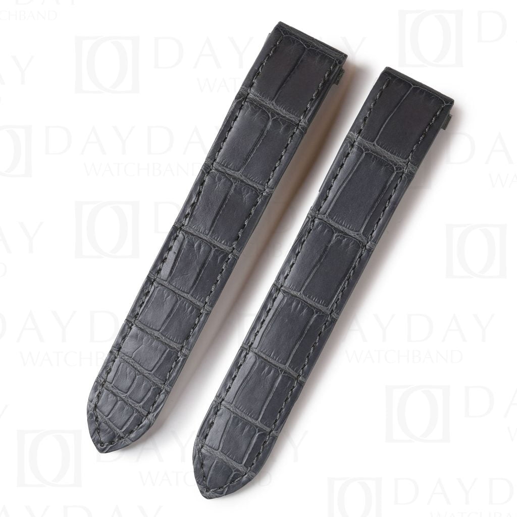 Custom replacement gray alligator leather watch band for Cartier Roadster 2510 2618 strap