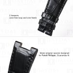 Custom replacement black alligator leather watch bands for Patek Philippe Nautilus 5711 5712 strap for sale
