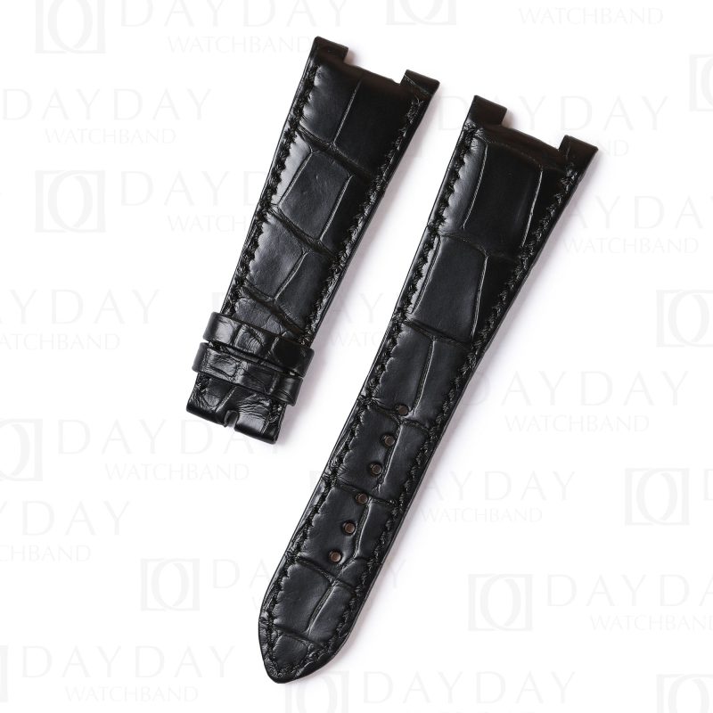 Custom replacement black alligator leather watch bands for Patek Philippe Nautilus 5711 5712 strap for sale