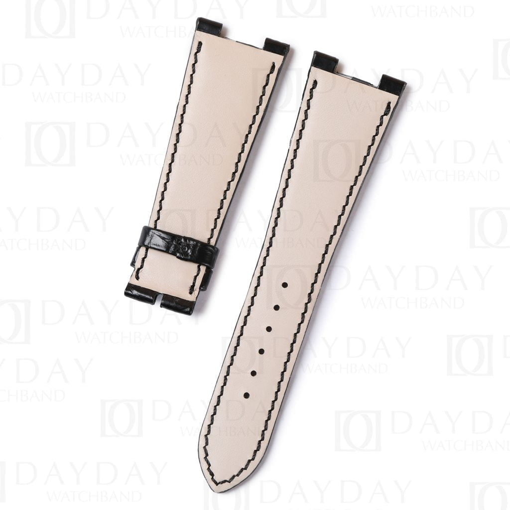 Custom replacement black alligator leather watch bands for Patek Philippe Nautilus strap price