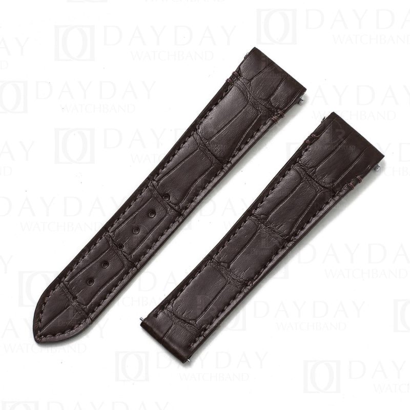 Custom Quickswitch system alligator brown leather watch strap replacement for New Cartier de Santos watches