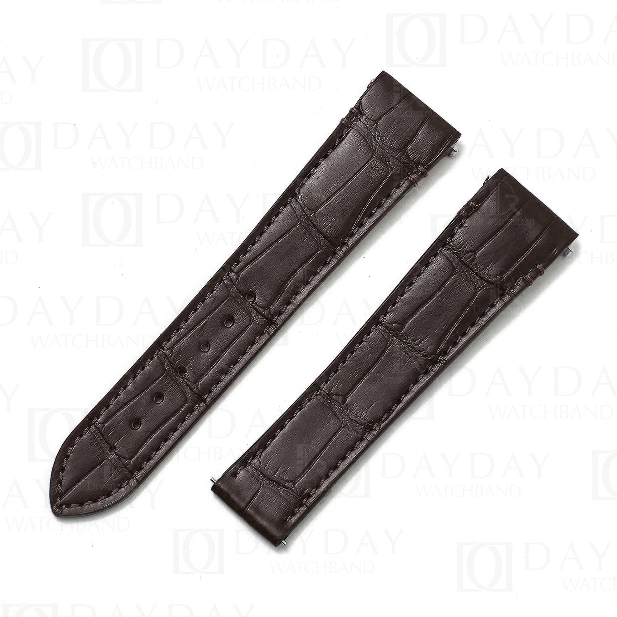 Custom Quickswitch system alligator brown leather watch strap replacement for New Cartier de Santos watches