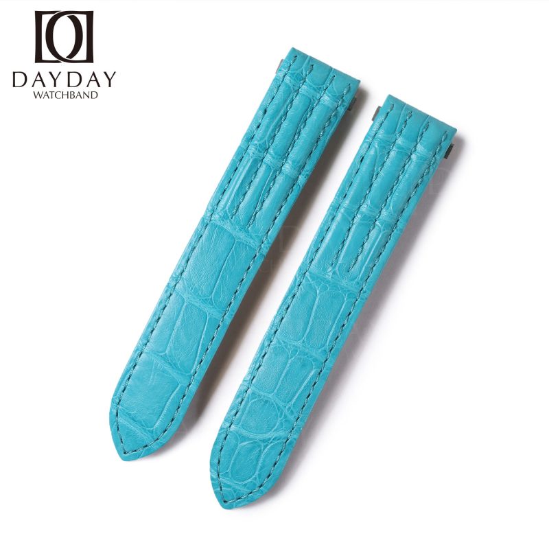 free customs tiffany blue alligator leather watch band for cartier roadster for sale