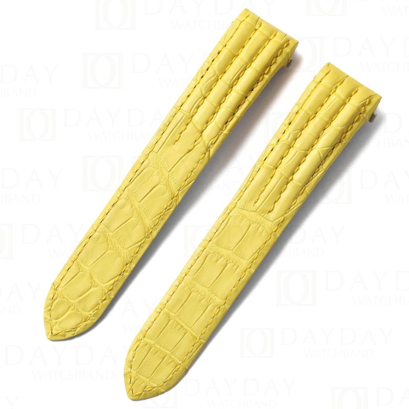 Customize Handmade high-end replacement alligator yellow leather watch straps for Cartier Roadster strap