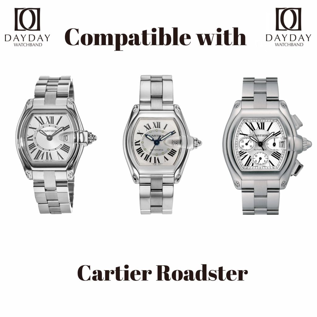 Daydaywatchband Cartier Roadster custom watch strap fit for Cartier roadster XL 2675 ladies’ watch women men Chronograph