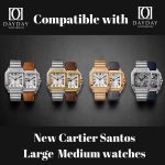 Daydaywatchband custom handmade leather watch strap for Cartier Santos compatible with Santos Medium Large