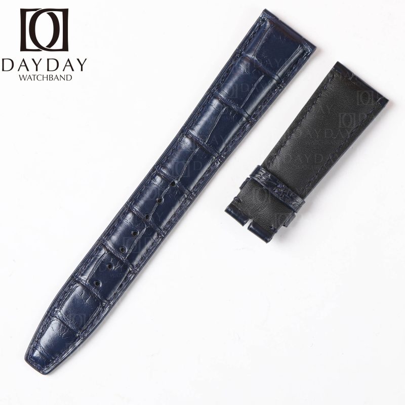 Custom Handmade-genuine alligator-blue-leather-watch-band-20mm 21mm for-IWC Portofino Portuguese Pilot-straps-for-sale aftermarket