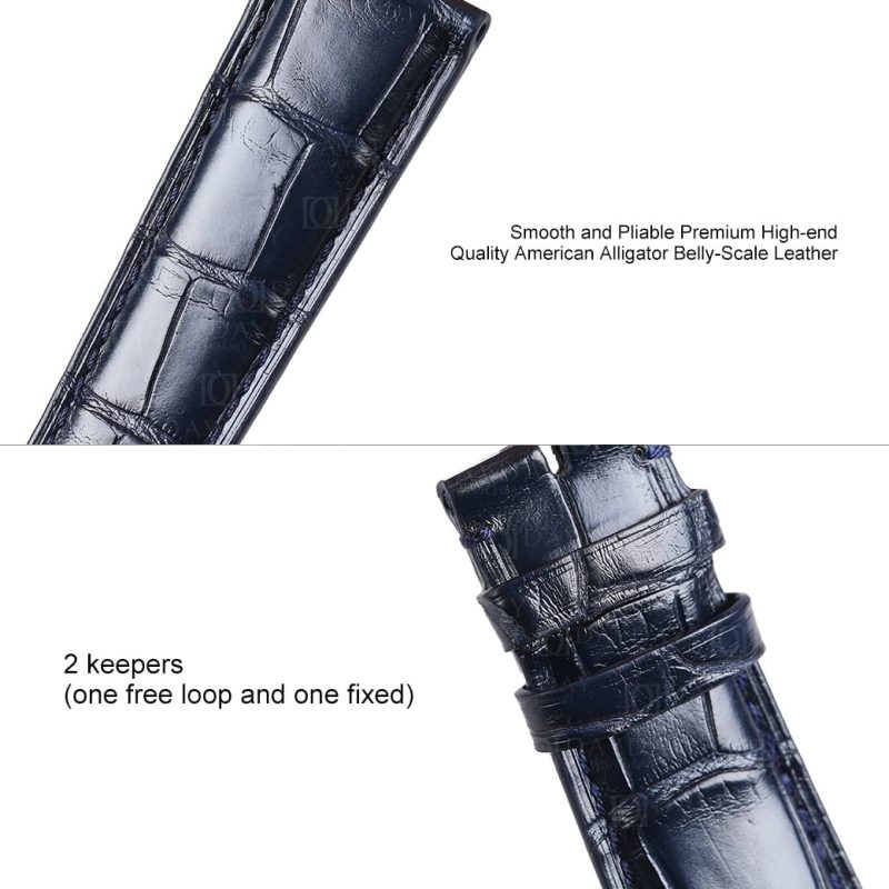 Custom Handmade-genuine alligator-blue-leather-watch-band-20mm 21mm for-IWC Portofino Portuguese Pilot-straps-for-sale aftermarket