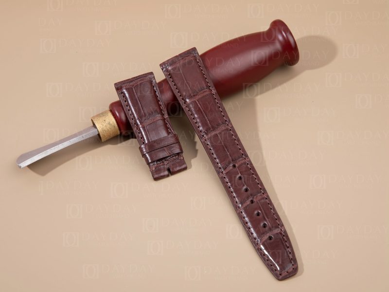Custom Handmade-genuine brown alligator leather IWC-Portugieser Portuguese-strap-replacement-for-sale-22mm-custom-made for sale at low price