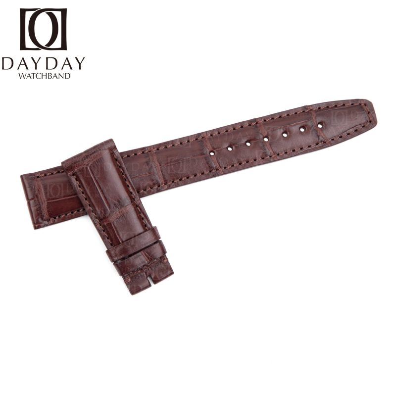 Custom Handmade-genuine brown alligator leather IWC-Portugieser Portuguese-strap-replacement-for-sale-22mm-custom-made for sale at low price