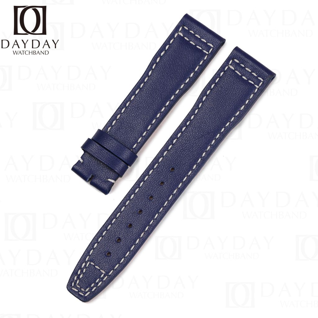 Handmade blue calfskin leather watch strap band replacement for IWC Pilot Top Gun