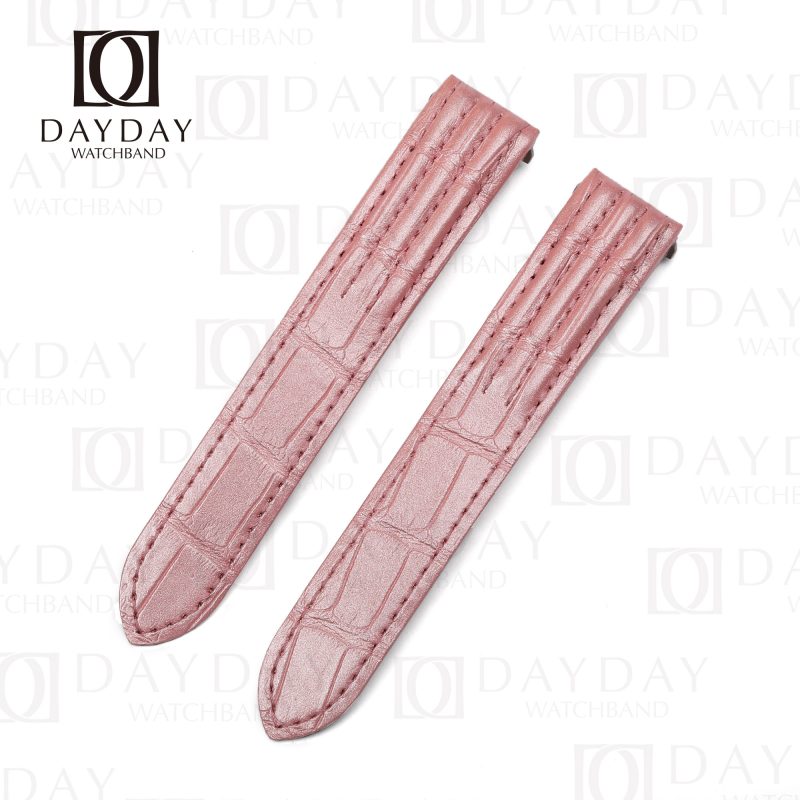 Handmade high-end replacement alligator Pearl Pink leather watchbands for Cartier Roadster strap