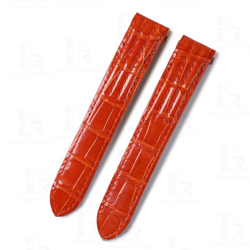 Handmade high-end replacement alligator orange leather watchbands for Cartier Roadster strap