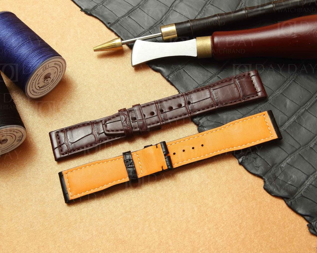 Custom Replacement IWC Pilot Chronograph LE PETIT PRINCE Mark XVIII 20mm 21mm black brown Alligator leather watch band strap Santoni