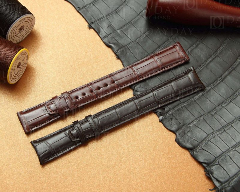 Custom Handmade-genuine alligator-black brown-leather-watch-band replacement-for-IWC Portugieser Portuguese Portofino -straps-for-sale aftermarket