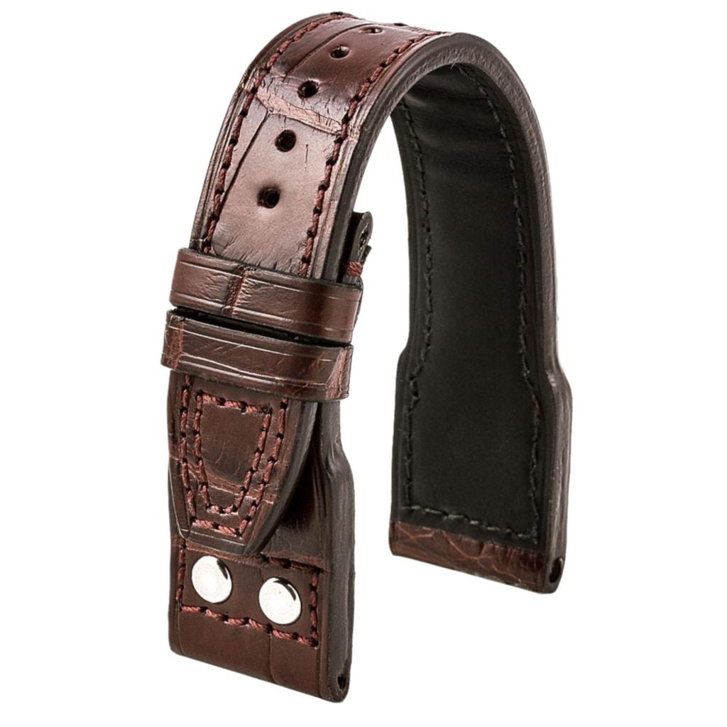 IWC-Big-Pilot-Alligator-brown-leather-strap-replacement-21mm-22mm-rivets-watch-band