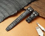 Custom handmade IWC-Big-Pilot-genuine black Alligator-brown-leather-strap-replacement-21mm-22mm-rivets-watch-band for sale aftermarket