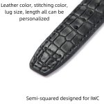 Custom handmade IWC-Big-Pilot-genuine black Alligator-brown-leather-strap-replacement-21mm-22mm-rivets-watch-band for sale aftermarket