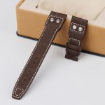 Personalized bespoke IWC-Big-Pilot-36 41 43 46 Top Gun brown-calfskin-leather-watch-band-strap replacement-with-rivets 43 22mm for sale