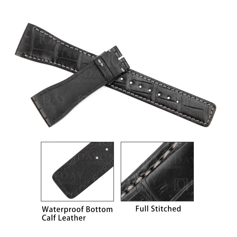Custom IWC-Da-Vinci-alligator Leather-Strap-Black-Brown-Handmade-watch-band replacement-Shop-Online-for-sale aftermarket