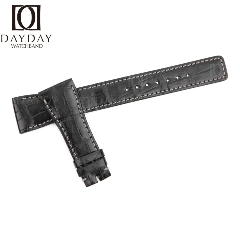 Custom IWC-Schaffhausen Da-Vinci-alligator Leather-Strap-Black-Brown-Handmade-watch-band replacement-Shop-Online-for-sale aftermarket