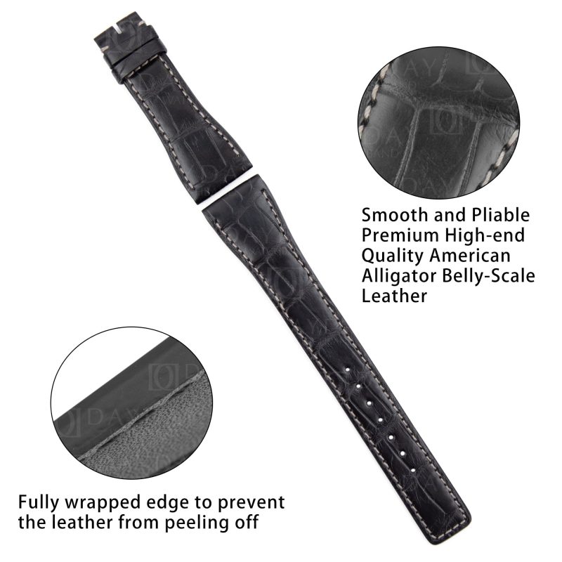 Personalized IWC-Da-Vinci-crocodile Leather-watch Strap replacement-Black-Brown-Handmade-watch-band-Shop-Online-for-sale at low price