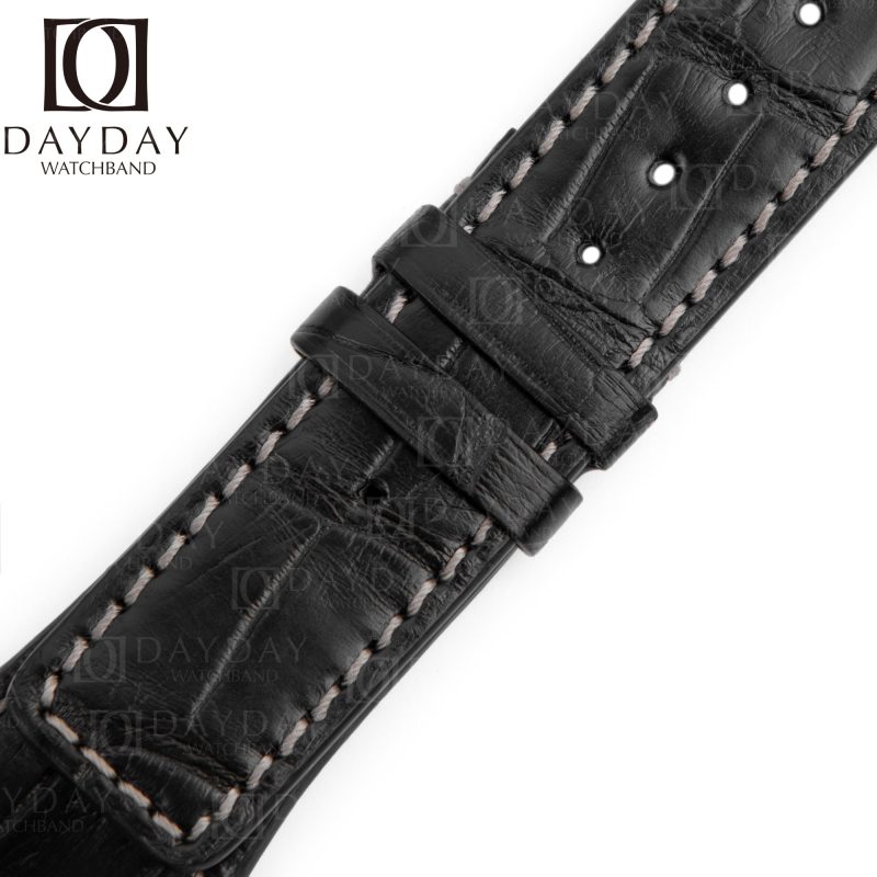 Personalized IWC-Schaffhausen Da-Vinci-crocodile Leather-watch Strap replacement-Black-Brown-Handmade-watch-band-Shop-Online-for-sale at low price