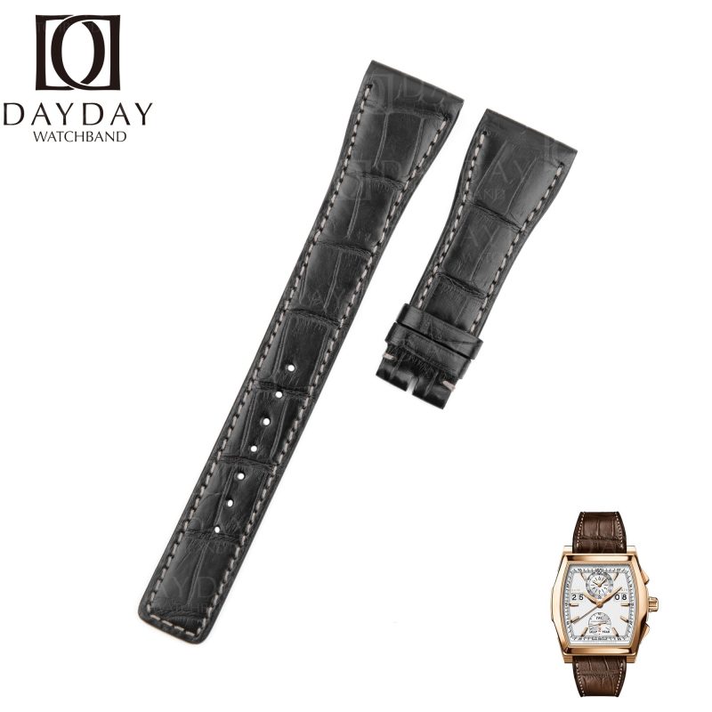 Personalized IWC-Da-Vinci-crocodile Leather-watch Strap replacement-Black-Brown-Handmade-watch-band-Shop-Online-for-sale at low price