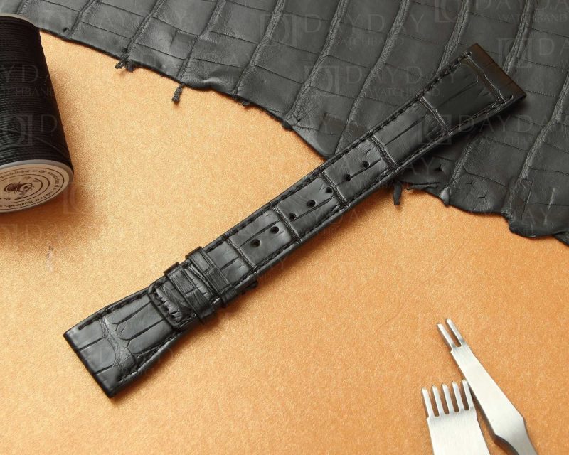 Personalized IWC-Schaffhausen Da-Vinci-Calendar Chronograph crocodile Leather-watch Strap replacement-Black-Brown-Handmade-watch-band-Shop-Online-for-sale at low price
