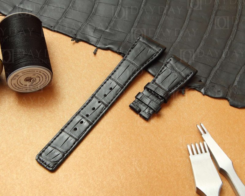 Custom IWC-Schaffhausen Da-Vinci-alligator Leather-Strap-Black-Brown-Handmade-watch-band replacement-Shop-Online-for-sale aftermarket