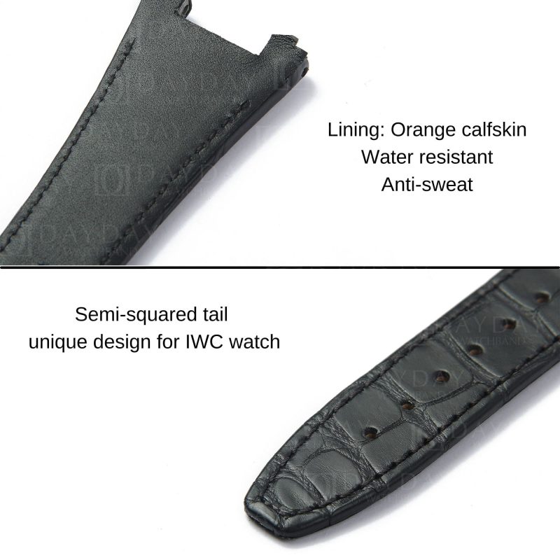 IWC-Schaffhausen Ingenieur-3227-3239-IW378401-IW378404-29mm-IW323601-Mission-Earth-Replacement-Black-alligator Leather-band-strap