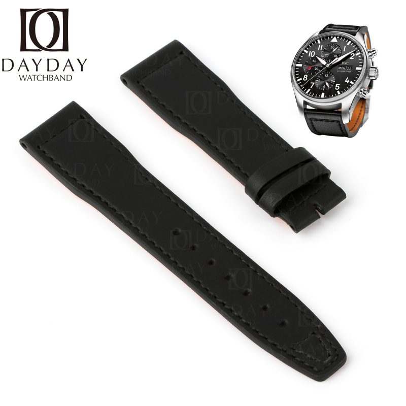 Personalized bespoke IWC Schaffhause Top Gun Pilot LE PETIT PRINCE Mark XVIII XVII 20mm 21mm Black calfskin leather watch band straps replacement for sale