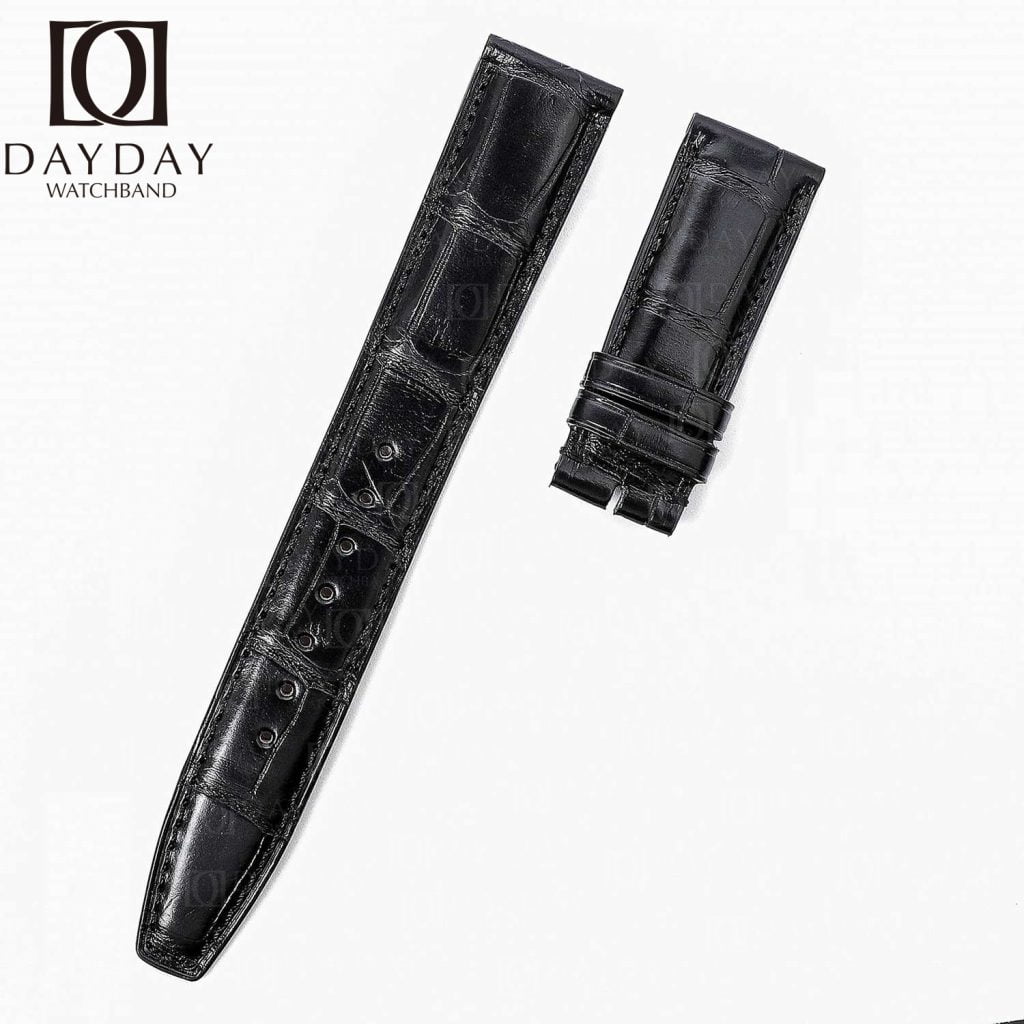 Custom Handmade-genuine black alligator leather IWC-Portugieser Portuguese-strap-replacement-for-sale-22mm-custom-made for sale at low price