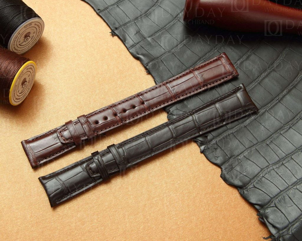 Custom Handmade-genuine alligator-black brown-leather-watch-band replacement-for-IWC Portugieser Portuguese Portofino -straps-for-sale aftermarket