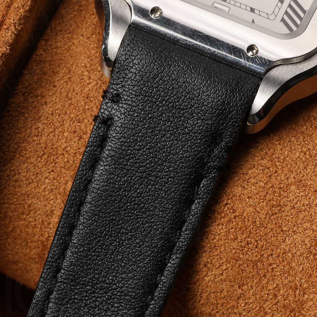 NEW Cartier Santos large xl quickswitch black calfskin leather replacement watch band strap for sale