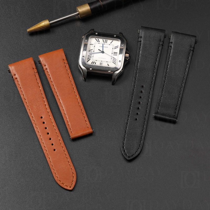 NEW Cartier Santos quickswitch Black brown replacement watch band for sale custom handmade (3)