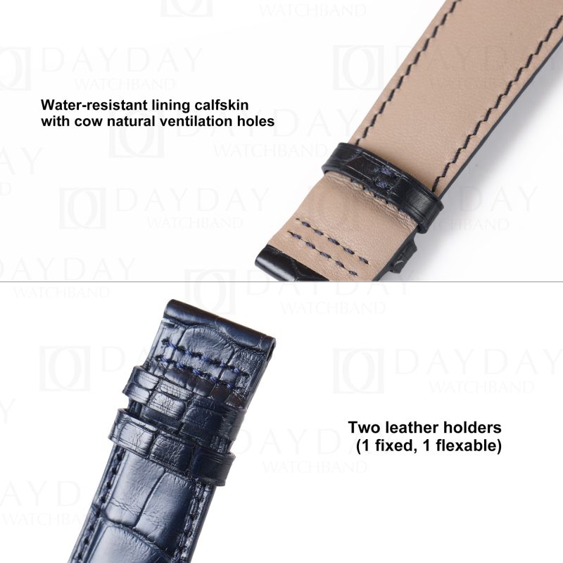 custom handmade Patek Philippe Calatrava 5524R blue watch band alligator leather watch strap replacement