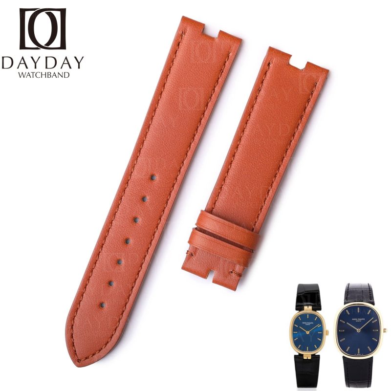 Patek Philippe Ellipse PP Golden Vintage 5738 3548 orange calfskin leather watchband replacement watch strap
