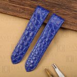 Buy custom double-folded Replacement Blue leather watch strap band fit for Cartier Santos 100 midsize-large-XL Round Scale