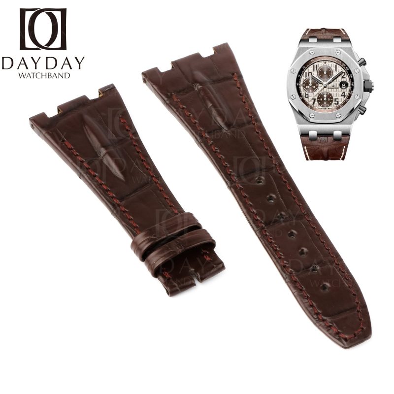 Replacement-Brown alligator-leather-watch-strap-band-for-Audemars-Piguet-Royal-Oak-offshore-chronograph Arnold Schwarzenegger Lebron James Panda