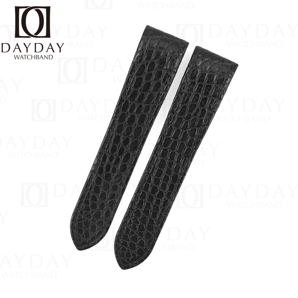 Shop bespoke black Replacement crocodile leather watch strap band fit for Cartier Santos 100 Midsize, Large, XL Round Scale for sale