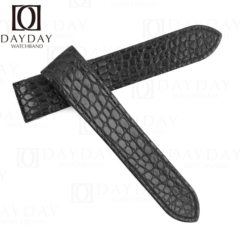 Custom handmade Replacement black alligator leather watch strap band fit for Cartier Santos 100 Midsize, Large, XL Round Scale aftermarket
