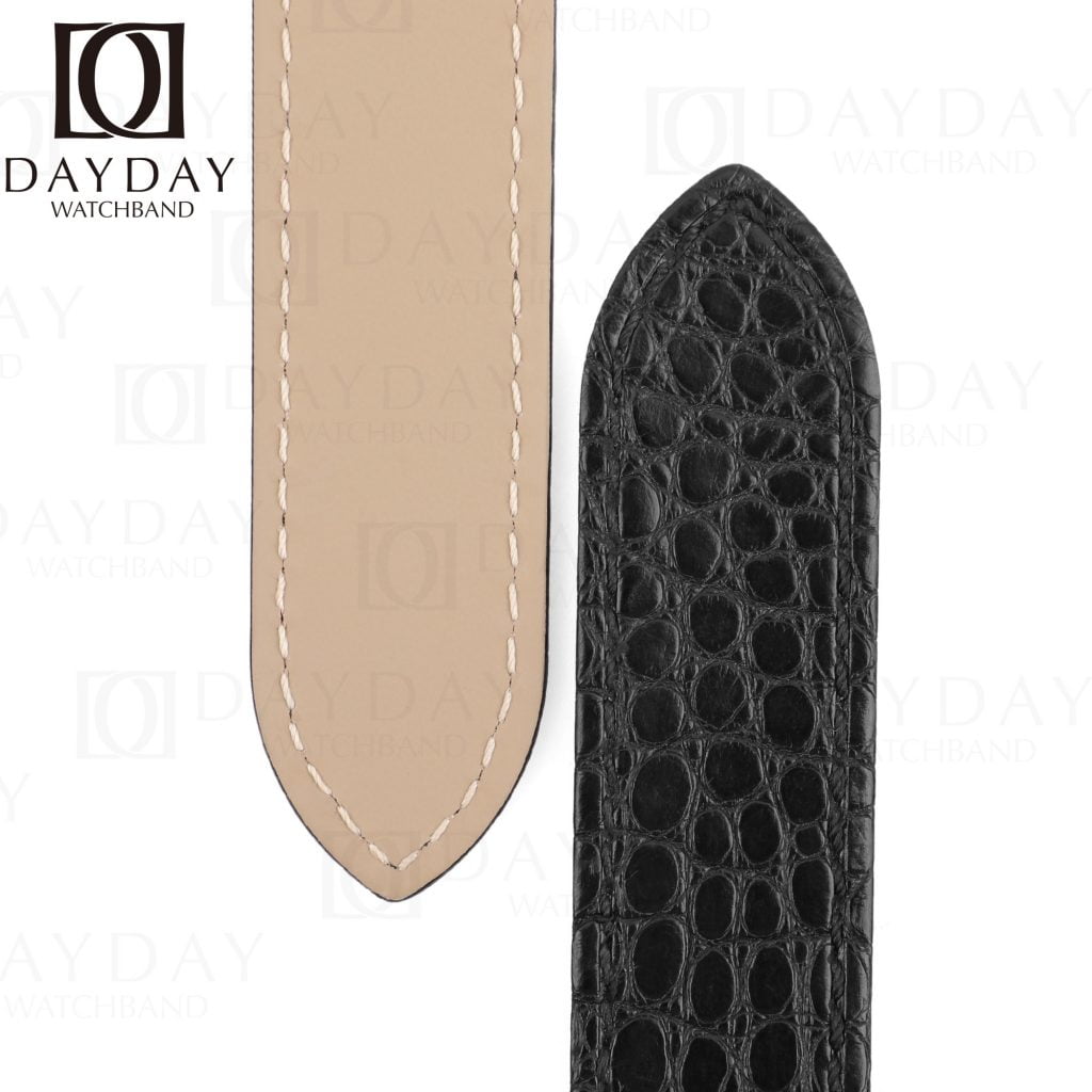 Custom handmade Replacement black alligator leather watch strap band fit for Cartier Santos 100 Midsize, Large, XL Round Scale aftermarket