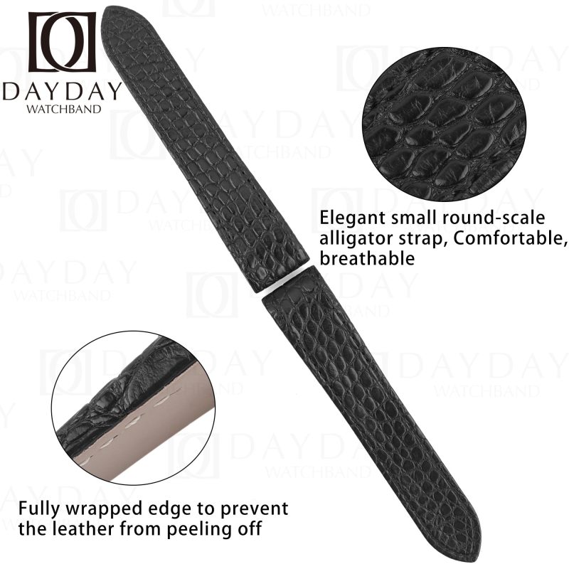 Shop bespoke black Replacement crocodile leather watch strap band fit for Cartier Santos 100 Midsize, Large, XL Round Scale for sale