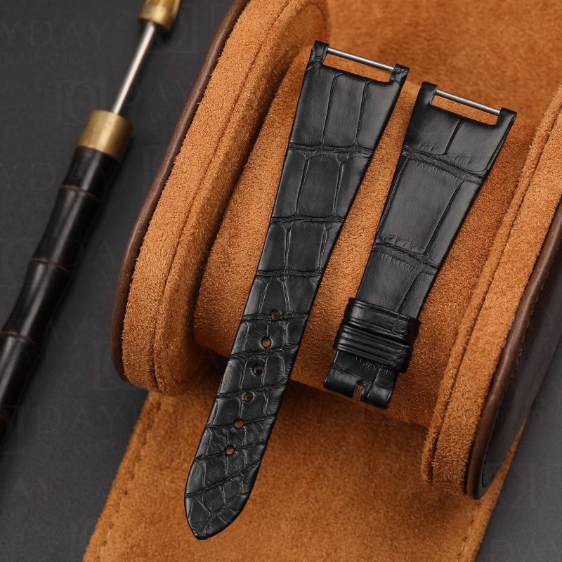 custom handmade Patek Philippe Twenty-4 Black watch band-alligator leather watch strap (2)