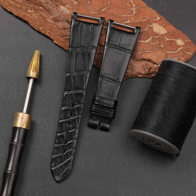 custom handmade Patek Philippe Twenty-4 Black watch band-alligator leather watch strap (4)